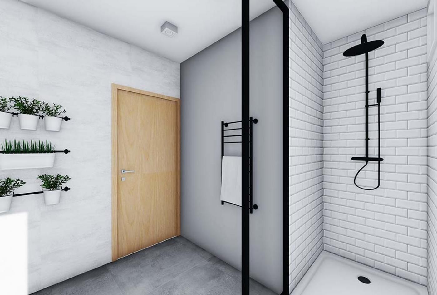salle de bain moderne herault projection 3D cabine de douche par Architéa Montpellier