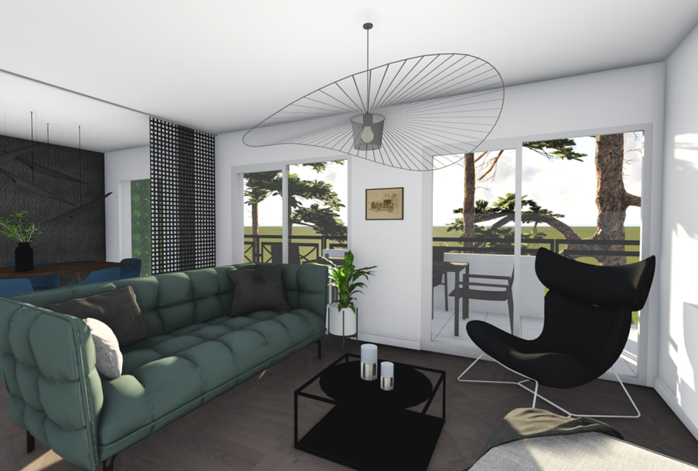 Salon moderne et convivial à Pontoise rénovation d'appartement à Pontoise par Architéa
