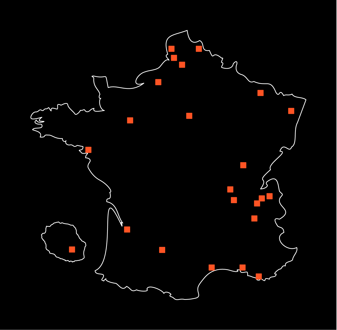 Carte de toutes les agences d'architecture d'intérieur en France Architéa