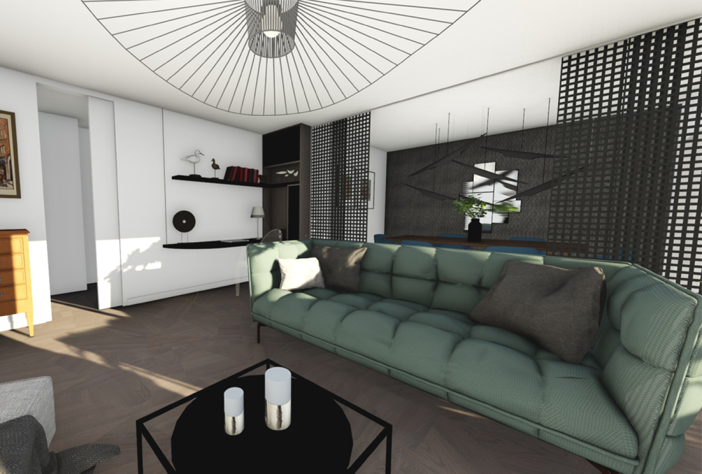 Rénovation d'un appartement à Pontoise - vue du salon moderne et convivial